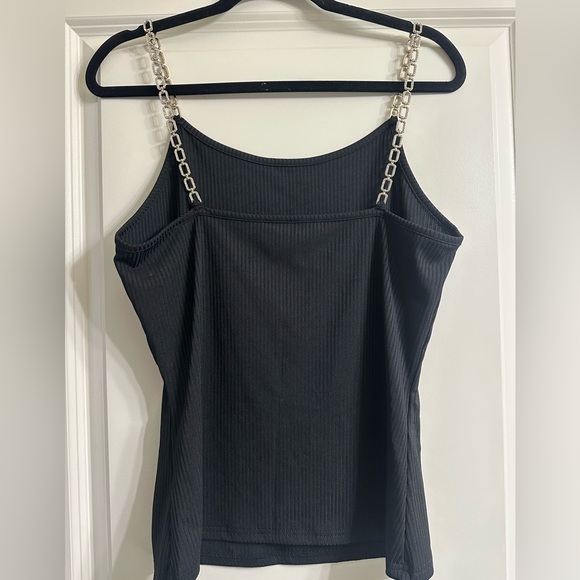 SHEIN Black Ribbed Tank Top with Chain Straps - Picture 2 of 3